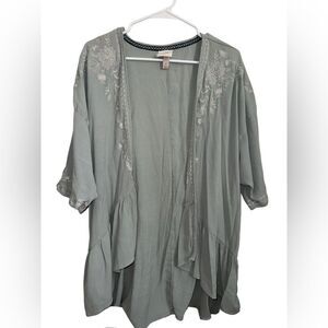 Knox Rose Embroidered Open Front Kimono